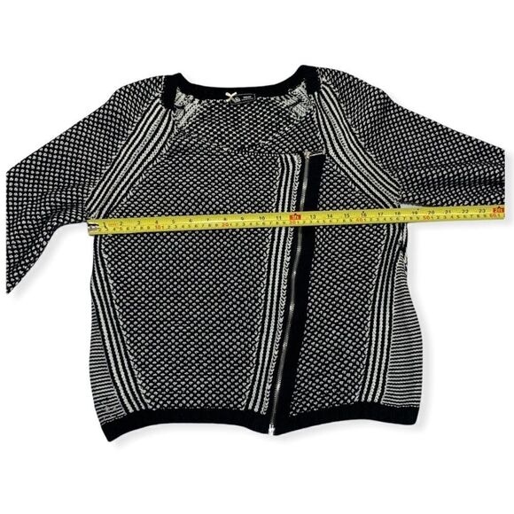 SINEQUANONE Paris Knit Offset Zip Moto Style Black and White Jacket - Picture 8 of 9